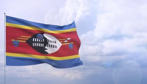 Waving flags of the world - flag of Eswatini. 3D illustration. 스톡 일러스트