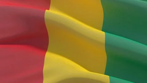 Waving flags of the world - flag of Guinea. 3D illustration. Illustrazione stock