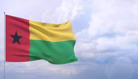 Waving flags of the world - flag of Guinea-Bissau. 3D illustration. Illustrazione stock