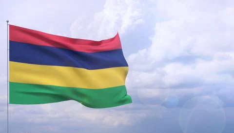 Waving flags of the world - flag of Mauritius. 3D illustration. Illustrazione stock