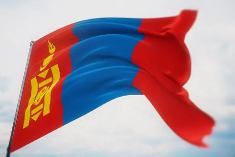 Waving flags of the world - flag of Mongolia. Shot with a shallow depth of field Stock-Illustration