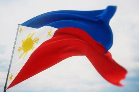 Waving flags of the world - flag of Philippines . Shot with a shallow depth of Stock Illustration