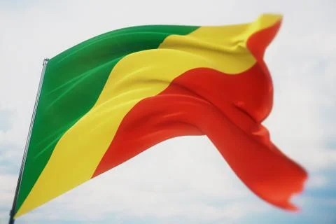 Waving flags of the world - flag of Republic of the Congo. Shot with a shallow Stock-Illustration