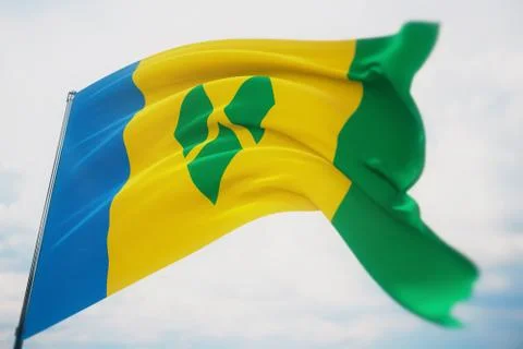 Waving flags of the world - flag of Saint Vincent And The Grenadines. Shot with Ilustração Stock