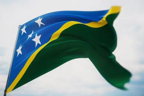 Waving flags of the world - flag of Solomon Islands. Shot with a shallow depth Illustrazione stock