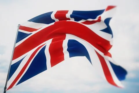 Waving flags of the world - flag of UK. Shot with a shallow depth of field Stock-Illustration