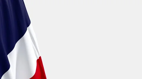 Waving french Flag on Left Side, Seamless Loop, Customizable Background 스톡 동영상 331848608