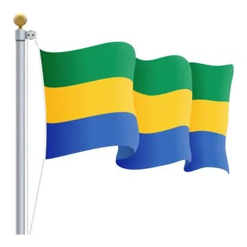 Waving Gabon Flag Isolated On A White Background. Vector Illustration. Stock Illustration