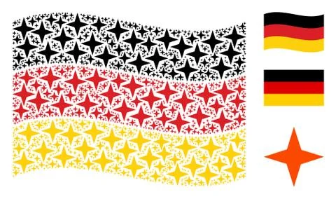 Waving German Flag Collage of Space Star Icons Stock Illustration