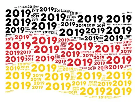 Waving German Flag Pattern of 2019 Year Texts Stock Illustration