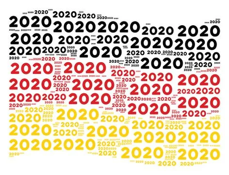 Waving German Flag Pattern of 2020 Year Text Items イラスト素材