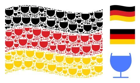 Waving German Flag Pattern of Alcohol Glass Icons Illustrazione stock
