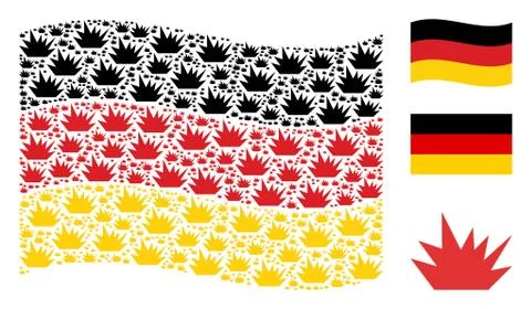 Waving German Flag Pattern of Boom Explosion Items 스톡 일러스트