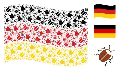Waving German Flag Pattern of Bug Items Stock Illustration