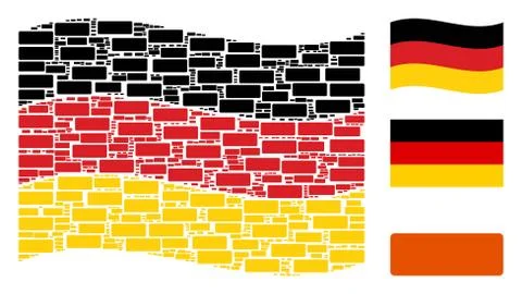 Waving German Flag Pattern of Building Brick Icons Stock Illustration