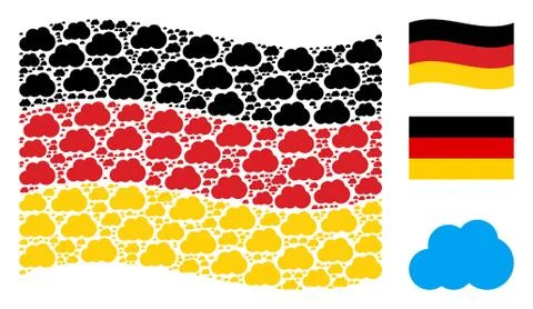 Waving German Flag Pattern of Cloud Icons 스톡 일러스트