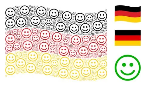 Waving German Flag Pattern of Glad Smiley Items Stock Illustration