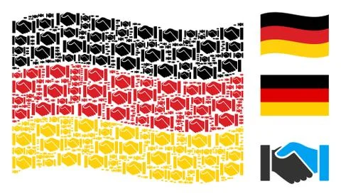 Waving German Flag Pattern of Handshake Items Stock Illustration