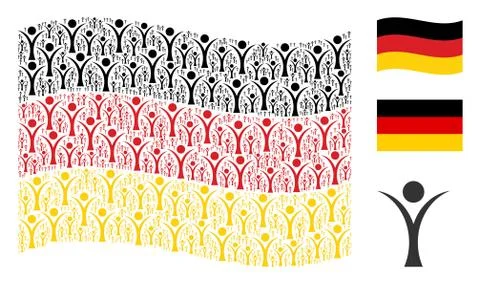 Waving Germany Flag Collage of Abstract Man Items Illustrazione stock