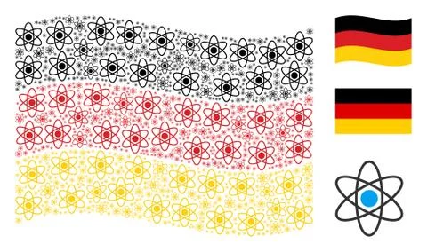 Waving Germany Flag Collage of Atom Items Illustrazione stock