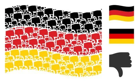 Waving Germany Flag Collage of Thumb Down Icons Illustrazione stock