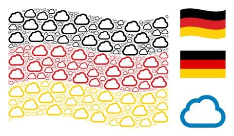 Waving Germany Flag Mosaic of Cloud Icons Stock Illustration