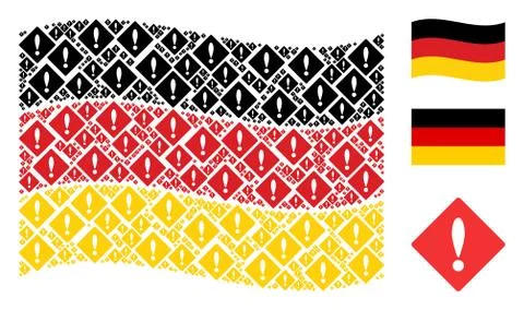Waving Germany Flag Mosaic of Error Icons Illustrazione stock