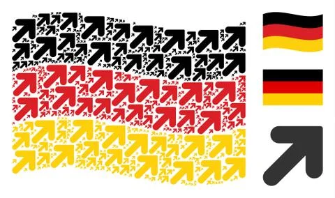 Waving Germany Flag Pattern of Arrow Up Right Icons Illustrazione stock
