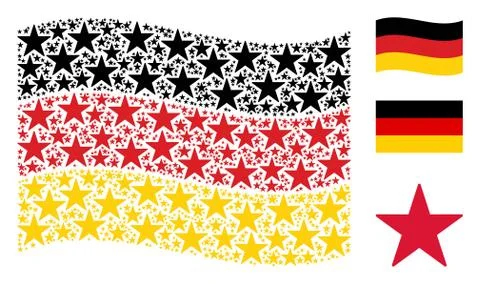 Waving Germany Flag Pattern of Confetti Star Items Illustrazione stock