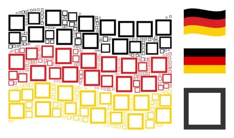 Waving Germany Flag Pattern of Contour Square Items Illustrazione stock