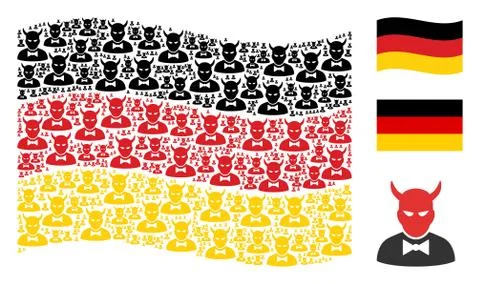 Waving Germany Flag Pattern of Devil Icons 库存插图