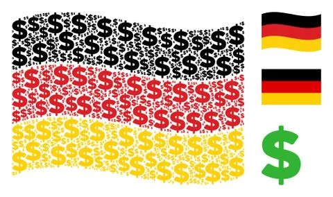 Waving Germany Flag Pattern of Dollar Items Illustrazione stock