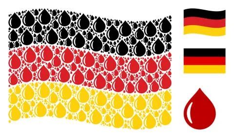 Waving Germany Flag Pattern of Drop Icons Illustrazione stock