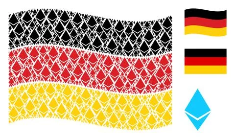 Waving Germany Flag Pattern of Ethereum Crystal Items イラスト素材