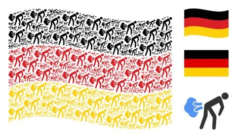 Waving Germany Flag Pattern of Fart Gases Items Stock Illustration