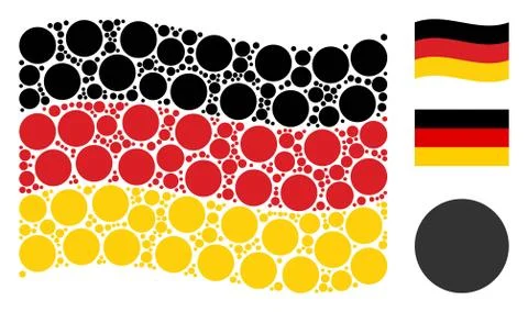Waving Germany Flag Pattern of Filled Circle Items Illustrazione stock