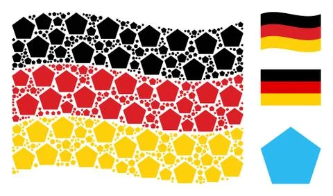Waving Germany Flag Pattern of Filled Pentagon Icons Illustrazione stock