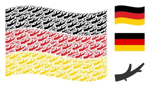 Waving Germany Flag Pattern of Firewood Icons Stock Illustration
