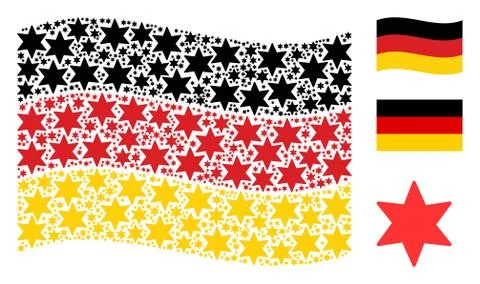 Waving Germany Flag Pattern of Fireworks Star Items Stock Illustration