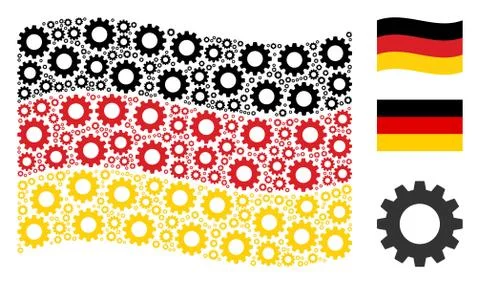 Waving Germany Flag Pattern of Gear Items Illustrazione stock