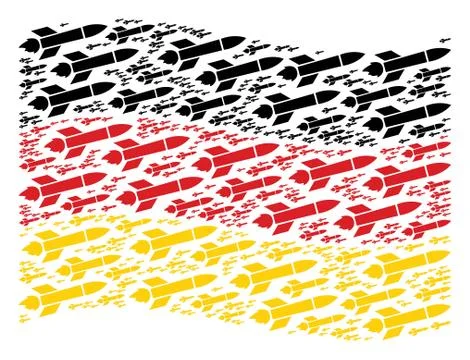 Waving Germany Flag Pattern of Missile Launch Items Illustrazione stock
