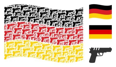 Waving Germany Flag Pattern of Pistol Gun Icons イラスト素材