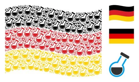 Waving Germany Flag Pattern of Retort Items Stock Illustration