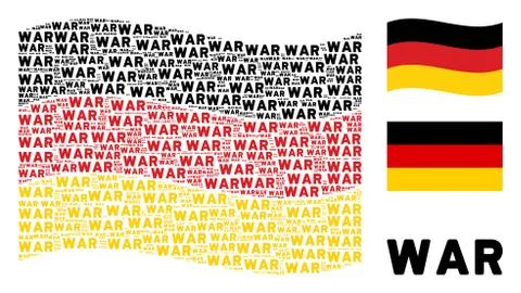 Waving Germany Flag Pattern of War Text Items Illustrazione stock