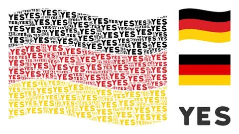 Waving Germany Flag Pattern of Yes Text Items Illustrazione stock
