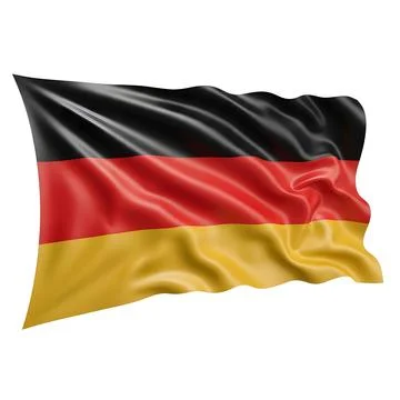Waving Germany flag with realistic 3D silk texture isolated on white backgrou Ilustración de archivo