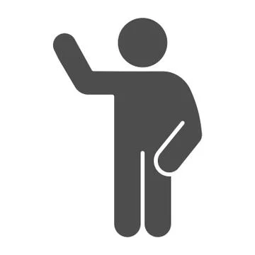 Waving gesture solid icon. Man with raised hand and lowered hand on the right イラスト素材