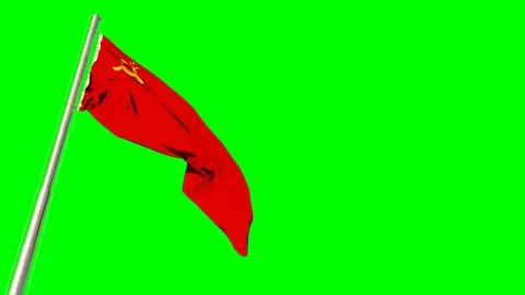 Waving glorious flag of Soviet Union (USSR, SSSR) on green screen Illustrazione stock