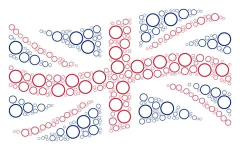 Waving Great Britain Flag Pattern of Circle Bubble Items Illustrazione stock