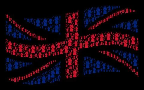 Waving Great Britain Flag Pattern of Death Scytheman Items 스톡 일러스트